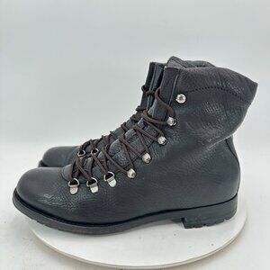 Bally Sabatino Men Size 8D Black Full Grain Leather Lace Up With Pin Ankle Boot